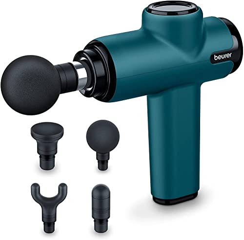 Beurer MG99 Compact Massage Gun, Mini Deep Tissue Massager with 4 Attachments, Powerful Trigger Point Massage to Relieve Tension, Handheld Massager with 5 Intensity Levels, Rechargeable Battery With Premium Color
