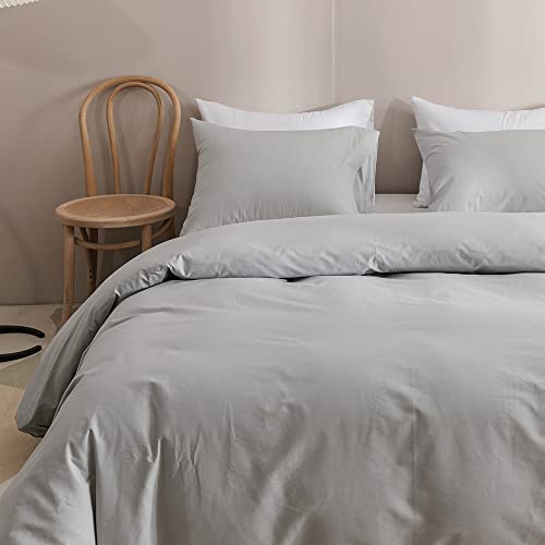 Image of KAREVER Silver Grey Comforter Set Twin Light Gray Beddig Set Kids Teens 3 Pieces Lightweight Durable Gray Comforter Set