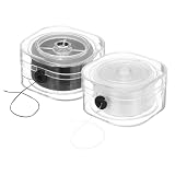 DMiotech 2 rollos de cuerda elástica para pulseras, 0.8 mm, cuerda elástica para joyas, pulseras, collares, abalorios, manualidades, (negro, blanco, 120 m)