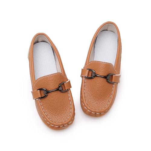Image of SOFMUO Boys Girls Leather Loafers Slip-On Oxford Flats Boat Dress Schooling Daily Walking Shoes(Toddler /Little Kids)