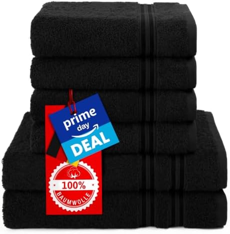 Hammetex Handtuch Set 6 teilig, 2 Badetücher 70x140 + 4 Handtücher 50x100 | 100% Baumwolle Frottee, OEKO-TEX zertifiziert, weich & saugstark, mit Aufhänger, Duschtuch & Handtuch fü