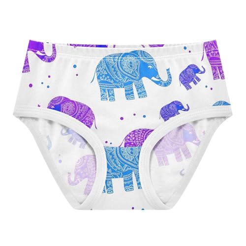 Stylized Elephants Purple Blue Spots Panties Little Girl Girls Underwear Toddlers Cotton Funny Undies Kids Briefs 2t