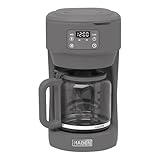 Haden Chelsea 10 Cup Digital Drip Coffee Maker with Glass Carafe, Grey & Chrome