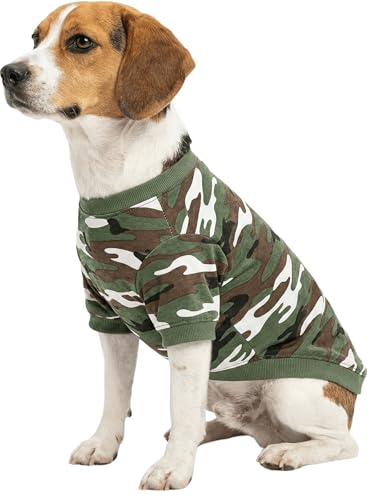 DroolingDog Small Dog Shirt Dog Clothes Camo Dogs T-Shirt, Medium, Green