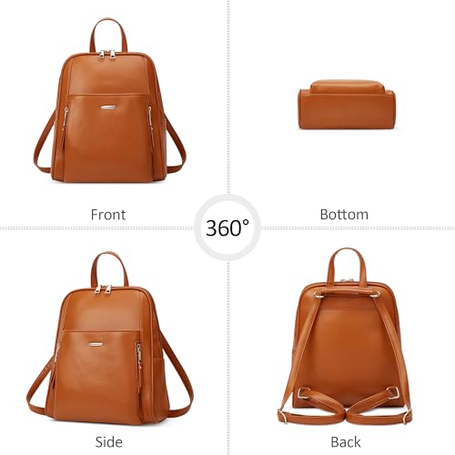 Sac à dos antivol en cuir PU marron imperméable - 4