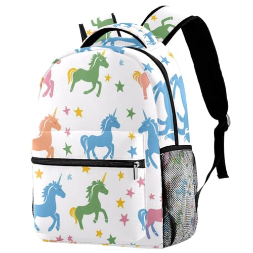 Cartable sac à dos d'école licorne étoile multicolore pour fille et garçon