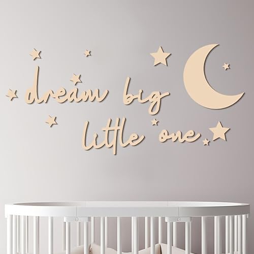 Holzbuchstaben für Wanddekoration,15 Stück Wandsticker,Wandtattoo,Dream Big Little One Wanddekoration,Dream Big Little One Holz Schriftzug,Home Wall Decor,für Schlafzimmer,Zuhause,Wohnzimmer