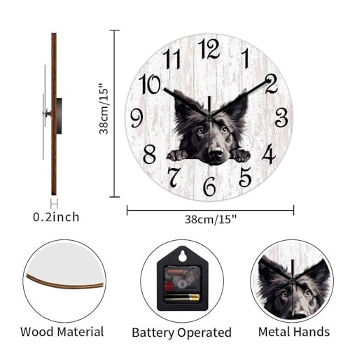 Reloj de pared de pastor belga para decorar salones y cocinas 4
