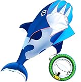 HENGDA KITE 3D Whales Kite,with 700 Feet Kite Reel String,for Kids and Adults,Easy to Fly,The Pictures are Beautiful in high Definition,Suitable for Beginners Blue