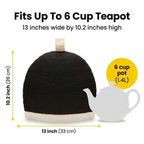 Image of Glaciart One Wool Teapot Cozy Kettle Cover | Dome Shaped Large Tea Cosy, Kettle or French Press | Handmade & Needle Felted from Natural Wool | Warms Up to 2 Hours | Great as Gift