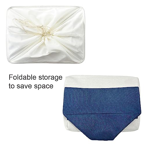 TheWarmHome Organization and Storage Basket for Shelves - Jumbo 3 Pack 20x16x14 inch Collapsible Storage Bins for Organizing, Canves Storage Cubes for Gift Organizer Toys Closet (White & Jean Blue) by TheWarmHome - Used condition - Image 7