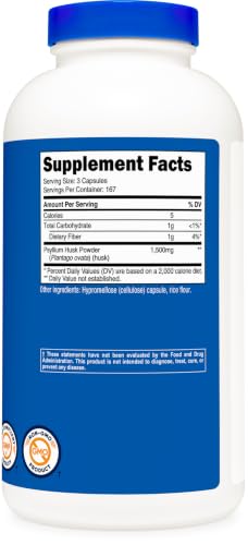 Image of Nutricost Psyllium Husk 1500mg Per Serving, 500 Capsules - Non-GMO & Gluten Free (Pack of 2)