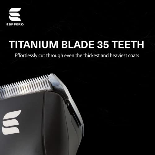 Esppero Dog Grooming Clippers [35 Teeth] - Pet Trimmer With 3 Speed Levels - Dog Clippers For Grooming 7,000 Rpm Titanium Blade For Pet - Rechargeable Dog Clippers 2200 Mah #TOP4
