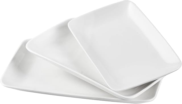 Prostokątny półmisek 20cm,23cm,25 cm, białe prostokątne talerze do serwowania, świąteczne talerze do serwowania żywności, podawania potraw deserowych, przekąsek, mięsa, rozrywka, impreza, zestaw 3