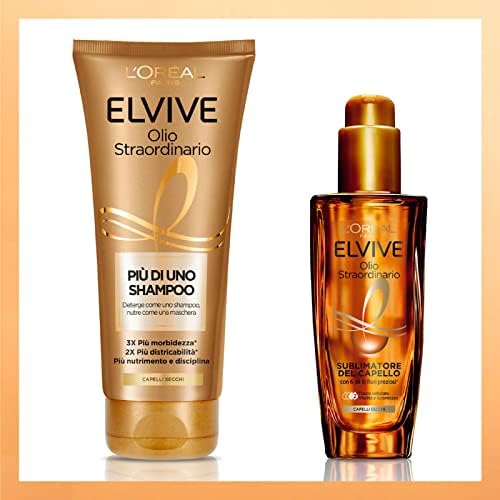  **L'Oréal Paris Elvive Extraordinary Oil Plus Than One Shampoo per Capelli Secchi - 2 Bafane da 200 ml**
| **2 x L'Oréa