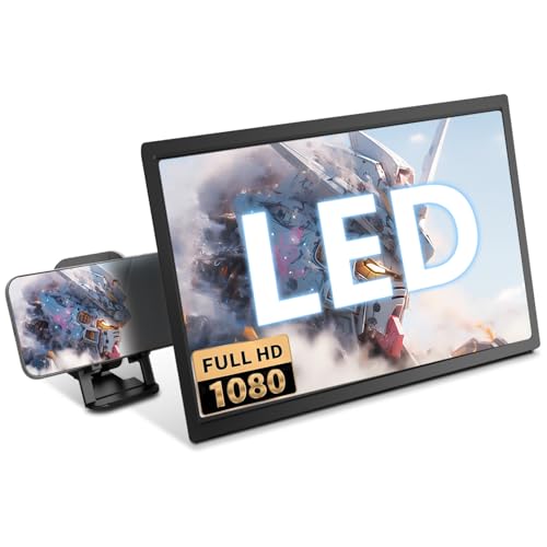 15.6 Inch HD Screen Magnifier & Mobile Video Projector, Foldable Stand, Compatible with All USB-C Enabled Laptops, Tablets & Phones, Mini HDMI Interface, Ideal for Movies, Videos and Gaming