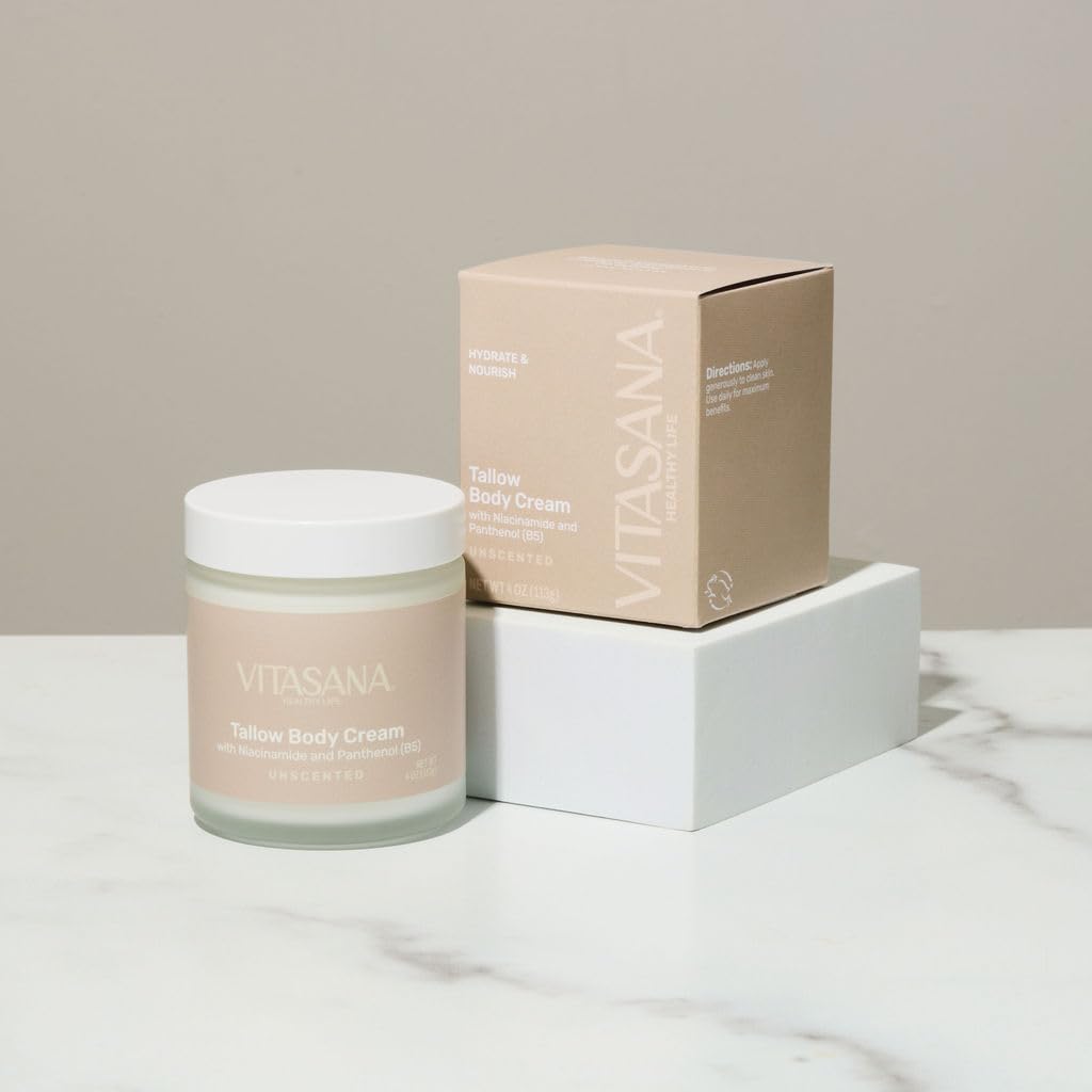 Tallow Body Cream EWG Verified Moisturizer with Niacinamide (B3) & Panthenol (B5) Deep Hydration, Skin Barrier Support, Clean & Natural Body Lotion for Dry & Sensitive Skin - 4oz (113g)