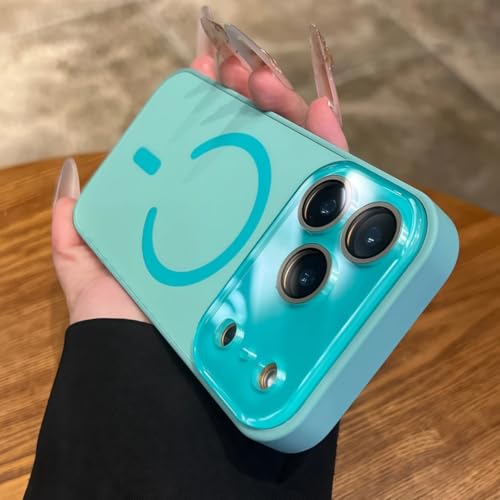 Étui magnétique iPhone 12 Vert Cyan pour éviter les rayures de l'appareil photo
