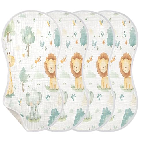 Cute Animals Plant Burp Cloths Cotton Baby Washcloths,Large 22x11in Burping Cloth Absorbent and Soft for Newborn Baby Boys and Girls,4 Pack3