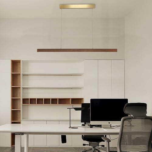 Lámpara colgante lineal LED de nogal para comedores e islas de cocina 2