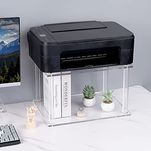 Hmyhum Acrylic Printer Stand - 2-Tier Small Home & Office Printer Table For Desktop And Under Desk, 15.75 X 11.81 X 9.65 Inches, Clear #TOP2
