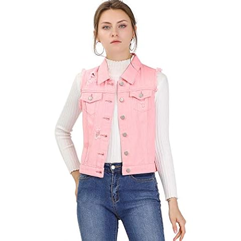 Allegra K Damen-Jacke, ärmellos, verwaschen, zerrissen Cover