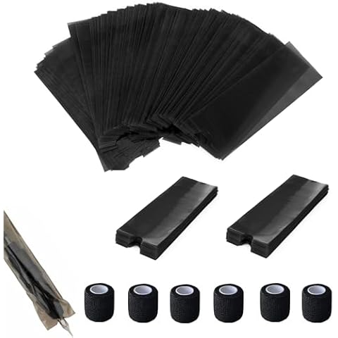 Large 400pcs Tattoo Machine Pen Covers with 6pcs Tattoo Grip Tape Machine Wrap Cover,New Star Tattoo Black Tattoo Pen Cover Grip Cover Tattoo Pen Sleeves with Black Tattoo Grip Wrap Self-Adherent Tape Cover
