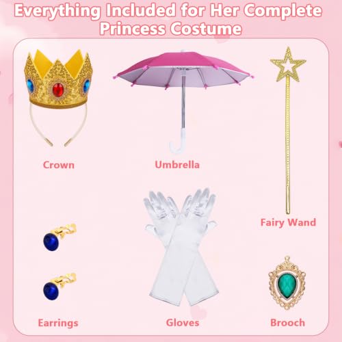 Vestido casual rosa de princesa para niñas con accesorios miniatura 4