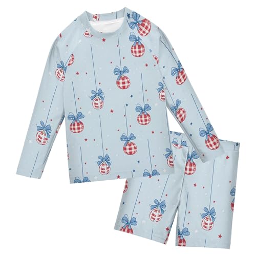 July 4th Independence Day Boys Rash Guard Swimsuits Set for Boys Long Sleeve Swim Shirts Bathing Suits B0404553