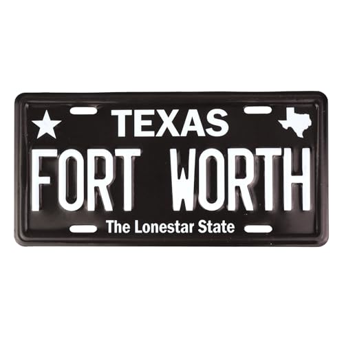 Imán mini placa Fort Worth Texas, diseño negro miniatura 1