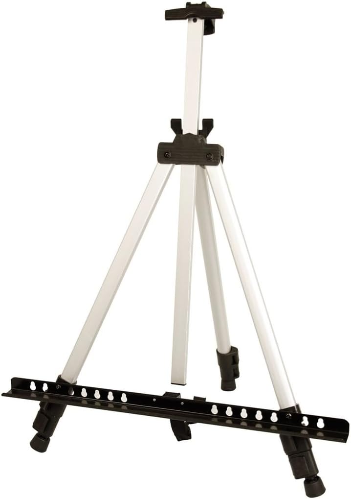 HBJWOV Folding Aluminum Easel Triangle Aluminum Easel Display Stand Silver White Aluminum