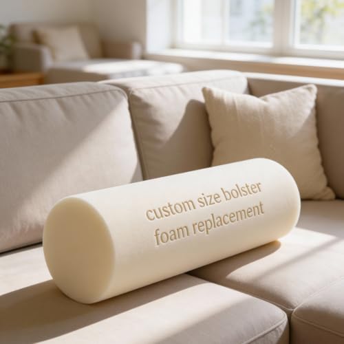 Foam Global Round Bolster Pillow Foam Insert for Throw Pillows and Shams Cut-to-Size Foam Made in USA Foam Insert for Decorative Pillow Custom Upholstery Foam Bolster