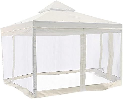 10 x 10 ft Gazebo Top Replacement with Side Screen Netting Ivory White by Newleaf