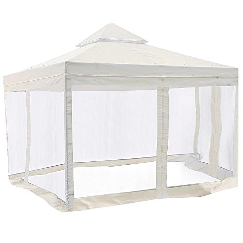 10 X 10 Ft Gazebo Top Replacement With Side Screen Netting Ivory White By Newleaf #TOP1