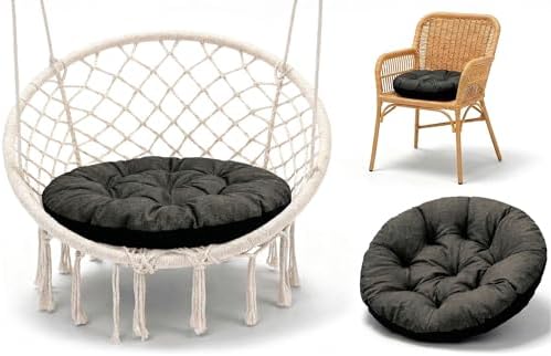 Amazinggirl Hängesessel Kissen Sitzkissen für Hängeschaukel 60 cm - Polster für Hängehöhle Lesesessel Hängestuhl und Papasansessel runde Auflage für Outdoor und Indoor Graphit Öko-