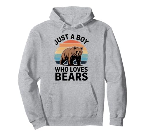 Just a Boy Who Loves Bear Retro Kids Boys Bear Lover �p�[�J�[