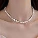 Elegant Layered Pearl Choker Necklace for Women Twisted Two Strand Statement Collar Necklaces Sparkling Faux Pearl Beaded Necklace Fashion Jewelry (White Silver)