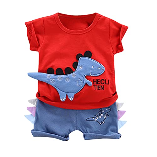 Roupas infantis para meninos de 6 meses a 3 anos camiseta de dinossauro 3D + shorts moda casual conj