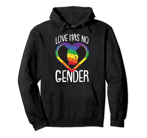 No Gender Gay Pride Love Rainbow Flag Proud LGBT-Q Ally Sudadera con Capucha