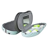 Dual Glasses and Contacts Case - Double Sided 2 in 1 Clamshell Hard Case for Eyeglasses and Contact Lenses with Mirror - Blue and Gray Floral Swirl Canvas Print - By OptiPlix