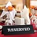 6 Pieces Plastic Reserved Table Sign Table Tent Wedding Guest Reservation Seat Sign for Restaurant Wedding Chairs(7.9 x 2.7 Inches,White Words Black Background)