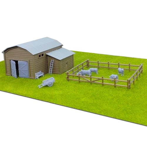 Image of Outland Models Railway Scenery Country Farm Barn with Accessories 1:87 HO Scale