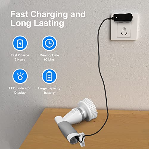 GRUTTI Electric Spin Scrubber, Bathroom Scrubber Rechargeable Shower Scrubber for Cleaning Tub Tile Sink Window, Power Scrubber Cordless with 4 Replaceable Cleaning Brush Heads GRUTTI Electric Spin Scrubber, Bathroom Scrubber Rechargeable Shower Scrubber for Cleaning Tub Tile Sink Window, Power Scrubber Cordless with 4 Replaceable Cleaning Brush Heads