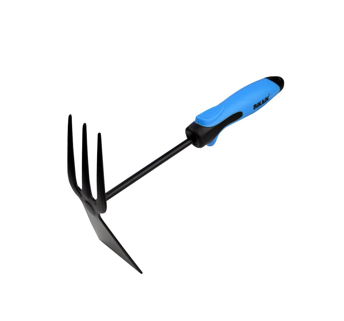 BIKAIN - Kit per giardinaggio e orticoltura - Include pala larga, piccone + forca e coltivatore - Manici ergonomici e antiscivolo - Utensili in acciaio - Utensili da giardinaggio