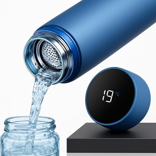 Garrafa Térmica com Termômetro Digital 500ml – Aço Inoxidável, Ma...
