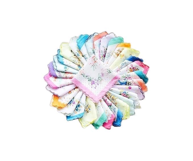 Handkerchiefs|Leaf Print Cutwork Soft Cotton Hankies for Woman,Girls & Wicking Sweat from Hands,Face-image-22