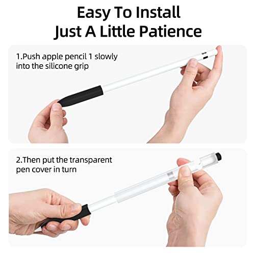 Image of Compatible with Apple Pencil 1st Generation Case, Non-Slip Silicone Case, [with 10 Silicone Nib Sleeves] for Apple Pencil 1st Generation. (Black)