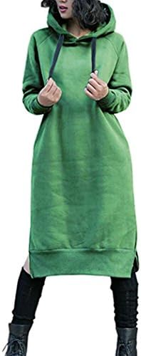 NUTEXROL Women’s Thickening Long Fleece Sweatshirt String Hoodie Dress Pullover Plus Size