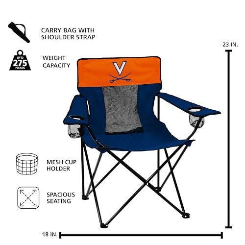 Logo Brands NCAA Virginia Cavaliers Elite Portable Chair - Premium Outdoor Chair with Cup Holder, Powder-Coated Steel Frame, Lightweight and Portable for Tailgating,and Sporting Events by Logo Brands - Image 3