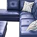 SIENWIEY Blue Leather Sectional Couch for Living Room Set,Sectional Sofa L Shape Couch with Storage Ottoman/Blue Faux Leather/Facing Left Chaise